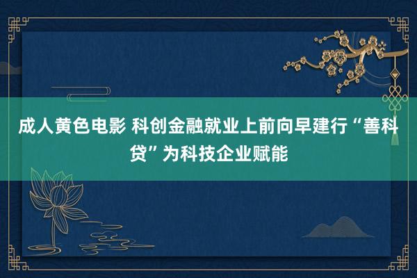 成人黄色电影 科创金融就业上前向早建行“善科贷”为科技企业赋能