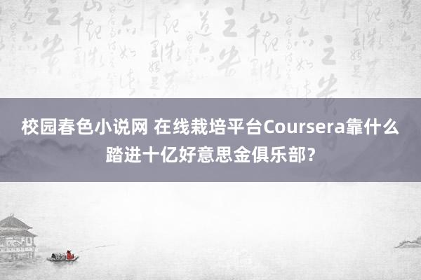 校园春色小说网 在线栽培平台Coursera靠什么踏进十亿好意思金俱乐部？