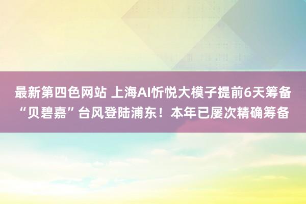 最新第四色网站 上海AI忻悦大模子提前6天筹备“贝碧嘉”台风登陆浦东！本年已屡次精确筹备